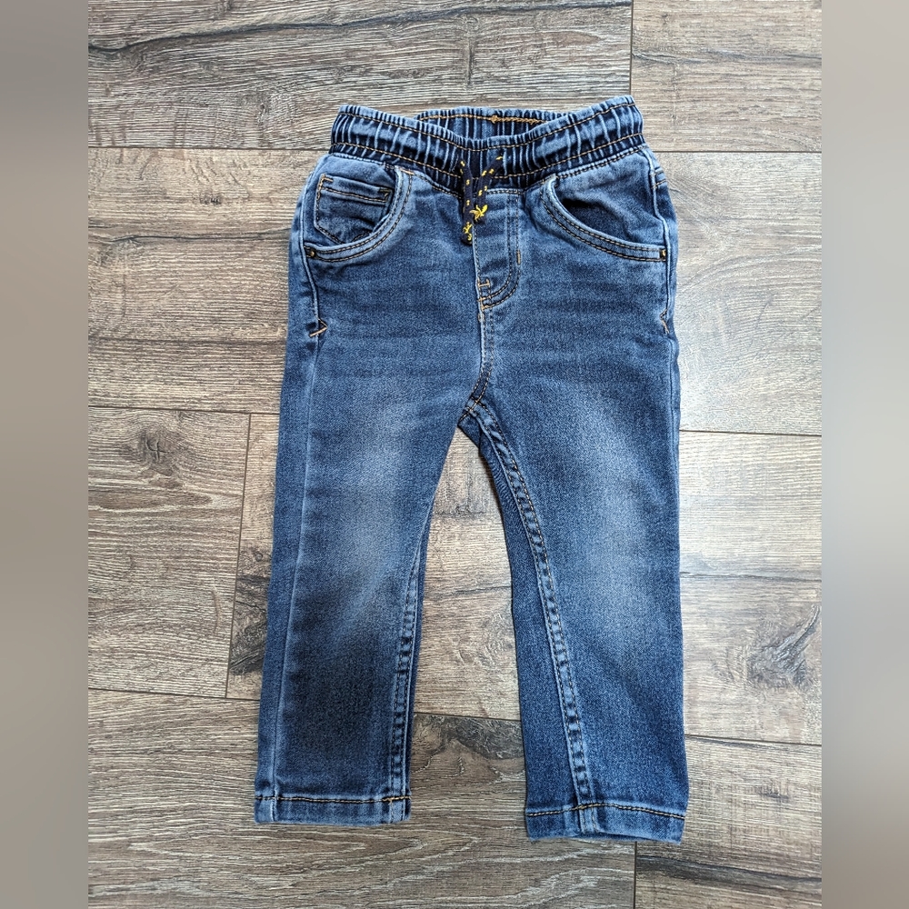 Cat & Jack 18 Month Toddler Girl Boy Skinny Pull On Blue Jeans Denim Stretchy